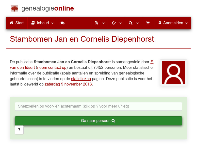 Screenshot van website