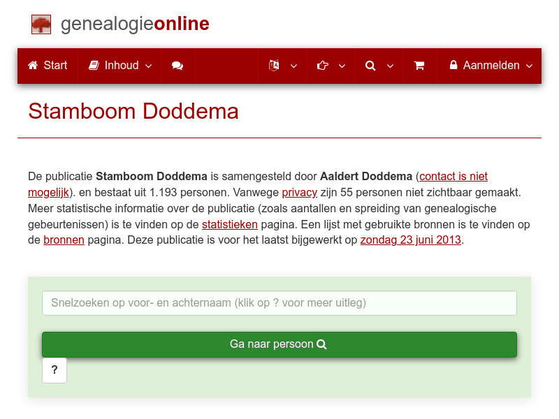Screenshot van website