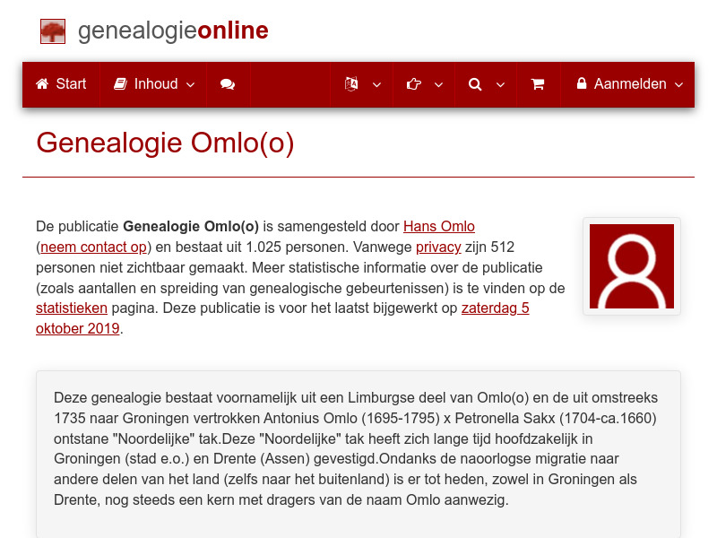 Screenshot van website