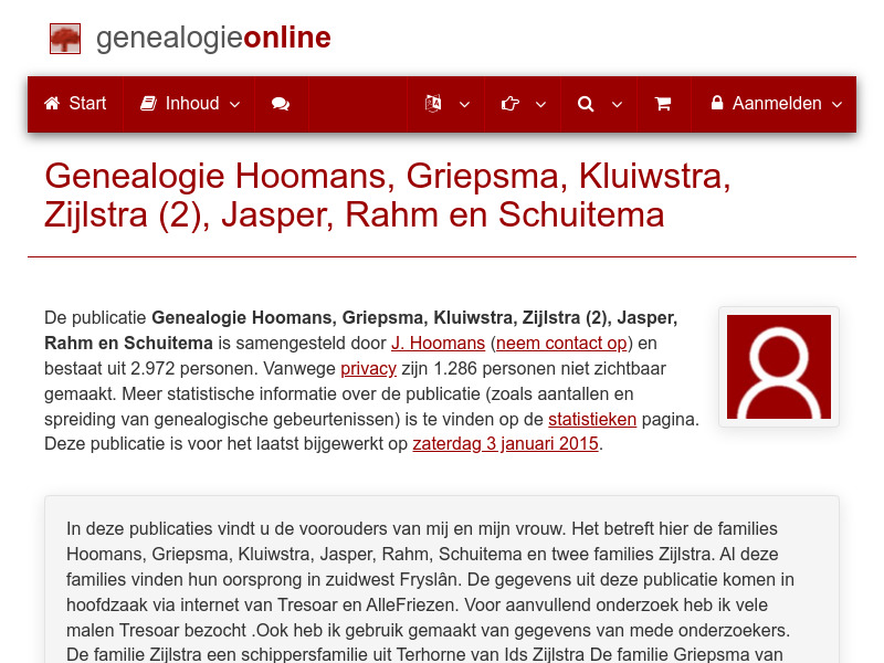 Screenshot van website