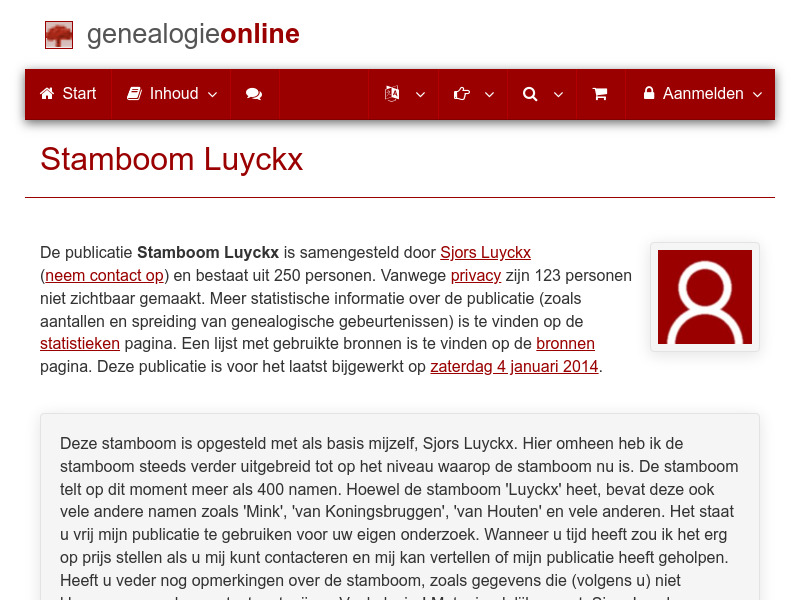 Screenshot van website