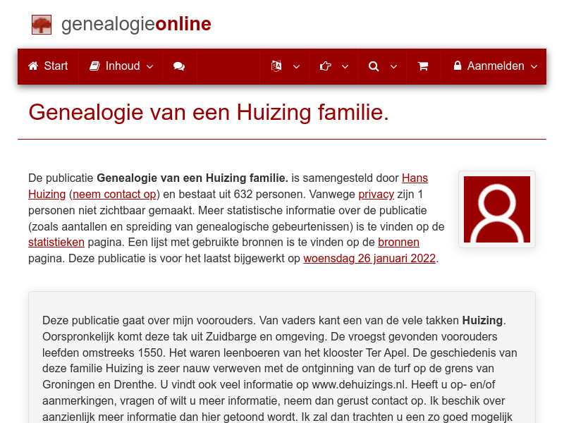 Screenshot van website