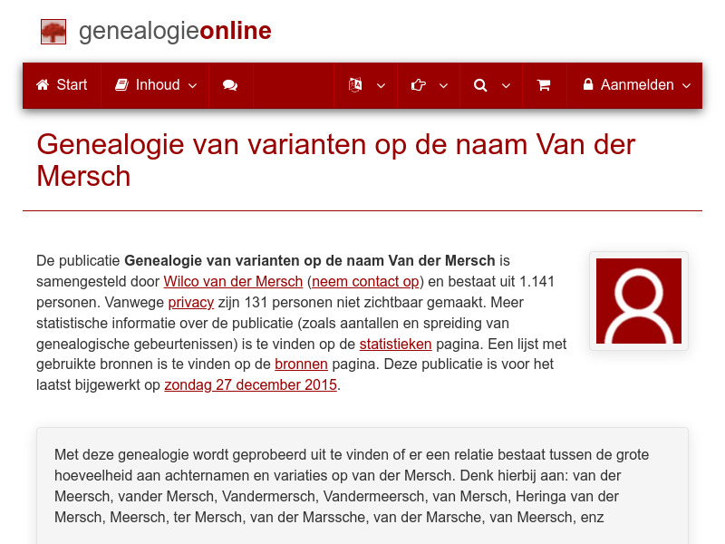 Screenshot van website