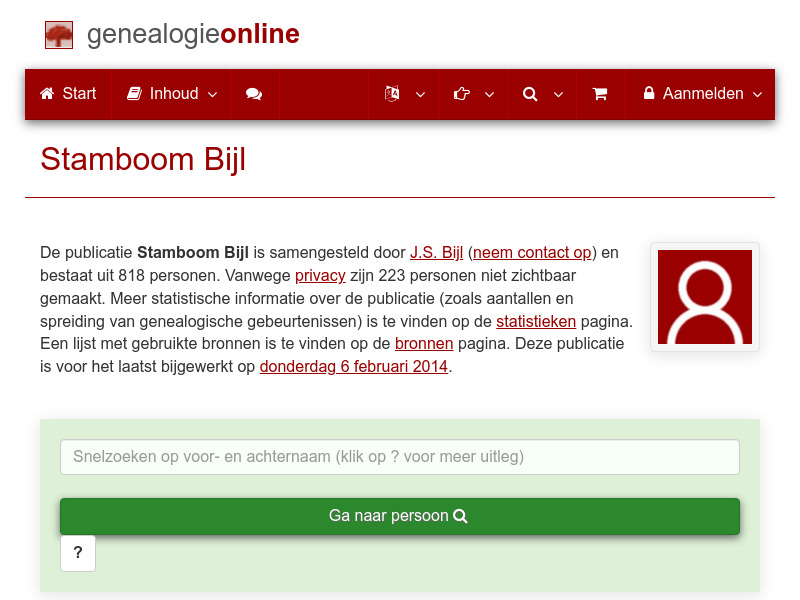 Screenshot van website