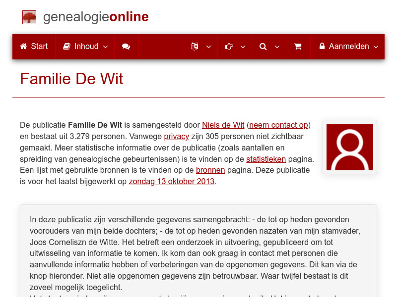 Screenshot van website