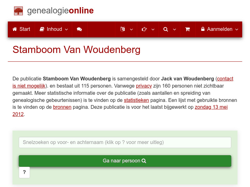 Screenshot van website