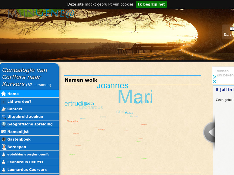 Screenshot van website