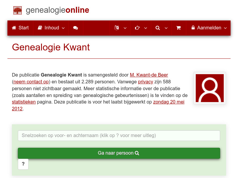 Screenshot van website