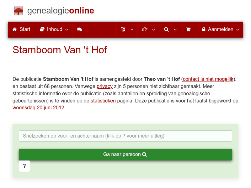 Screenshot van website