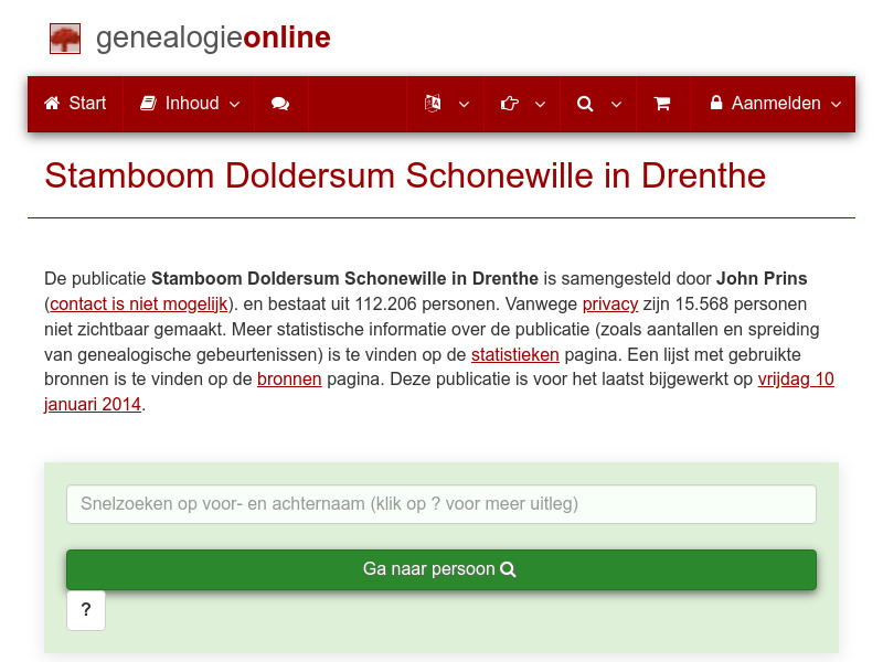 Screenshot van website