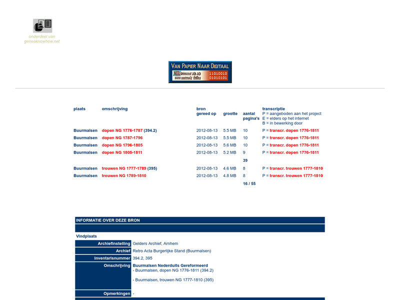 Screenshot van website