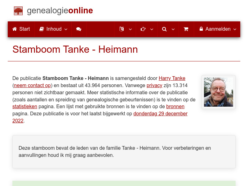 Screenshot van website