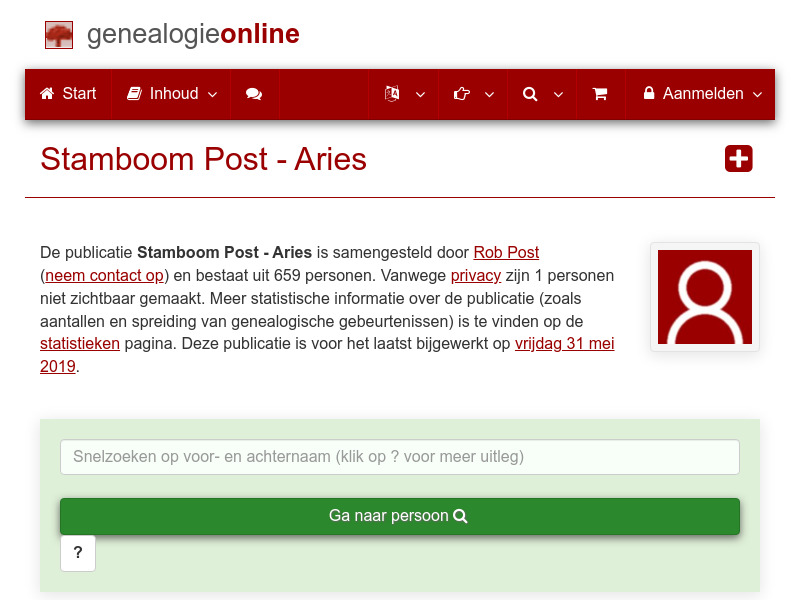 Screenshot van website