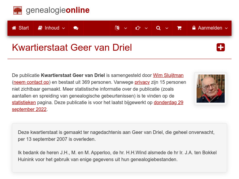 Screenshot van website
