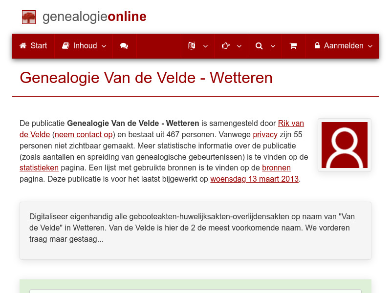 Screenshot van website
