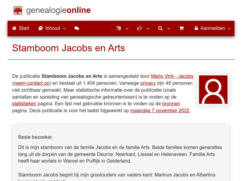 Screenshot van website