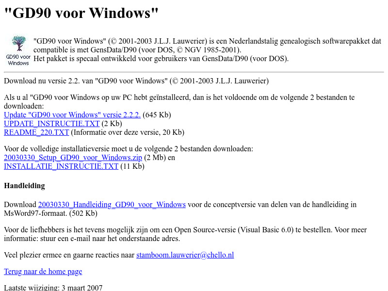 Screenshot van website