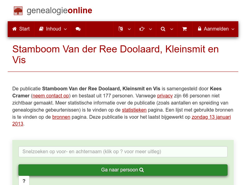 Screenshot van website