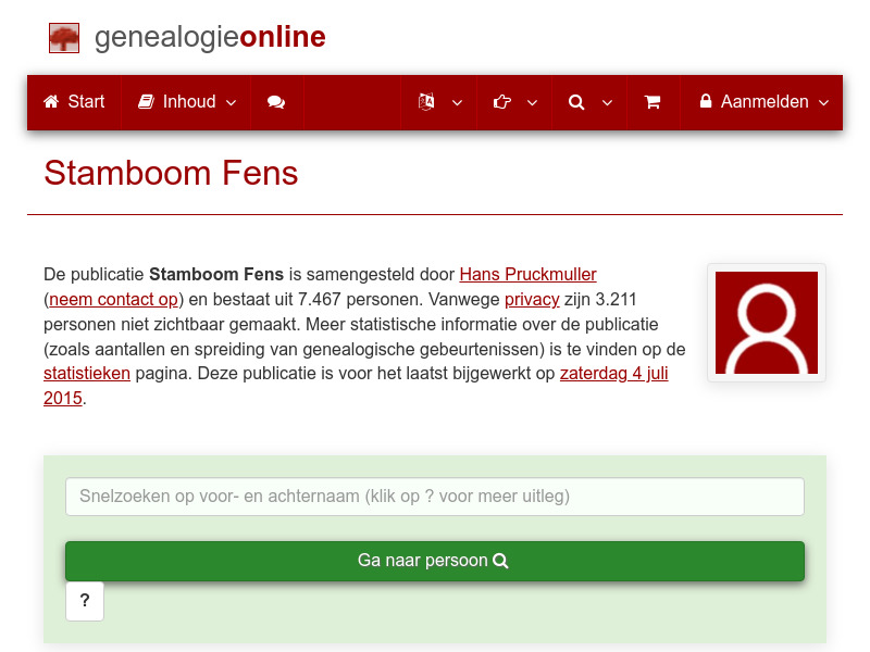 Screenshot van website