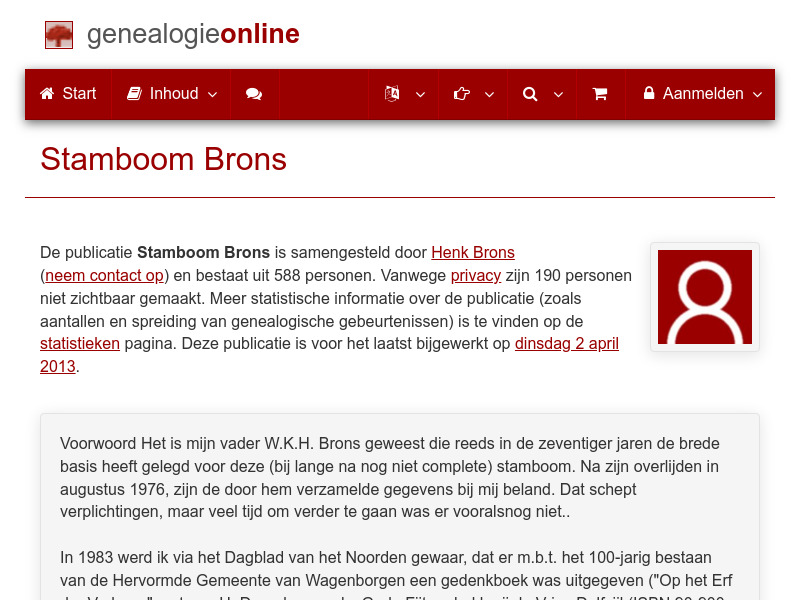 Screenshot van website