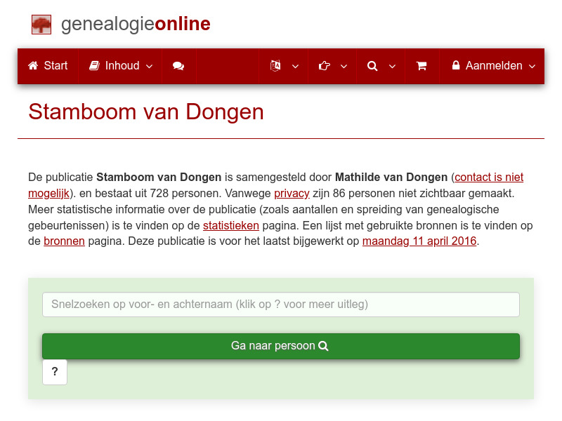 Screenshot van website