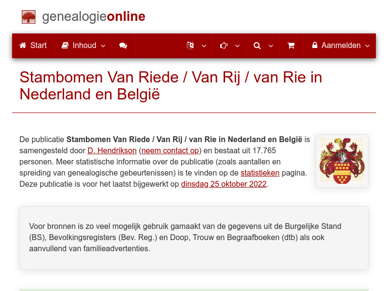 Screenshot van website