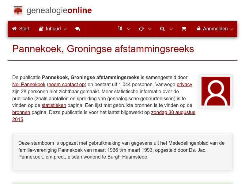 Screenshot van website