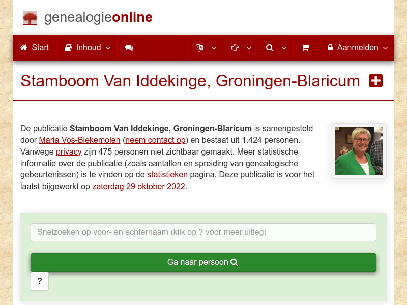 Screenshot van website