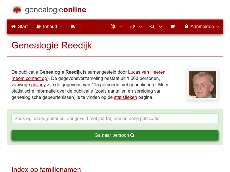 Screenshot van website
