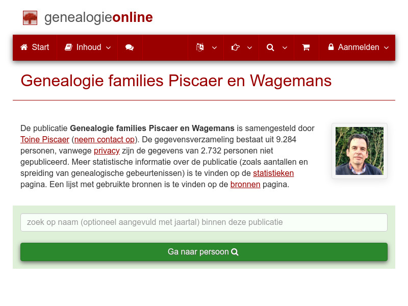 Screenshot van website