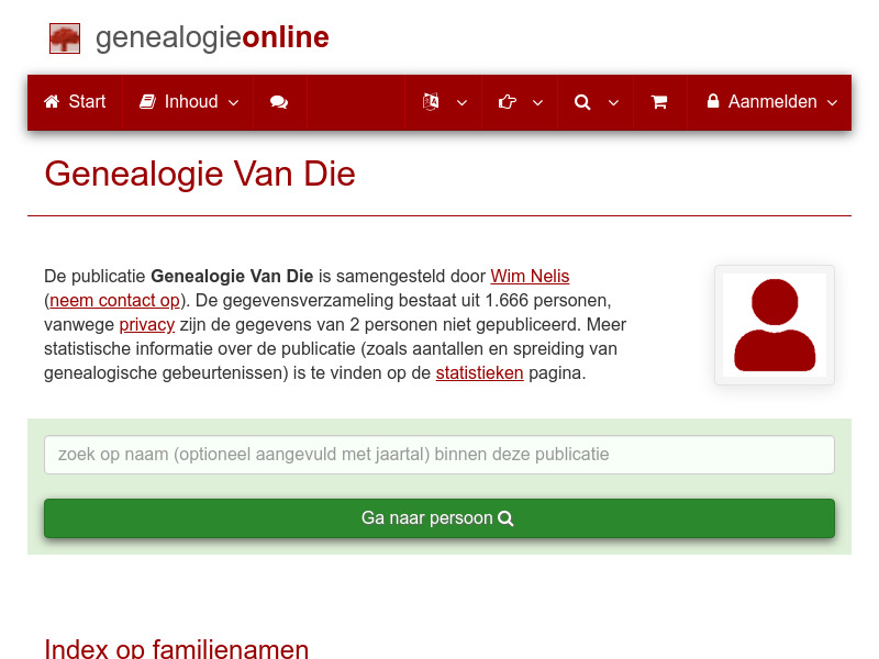 Screenshot van website