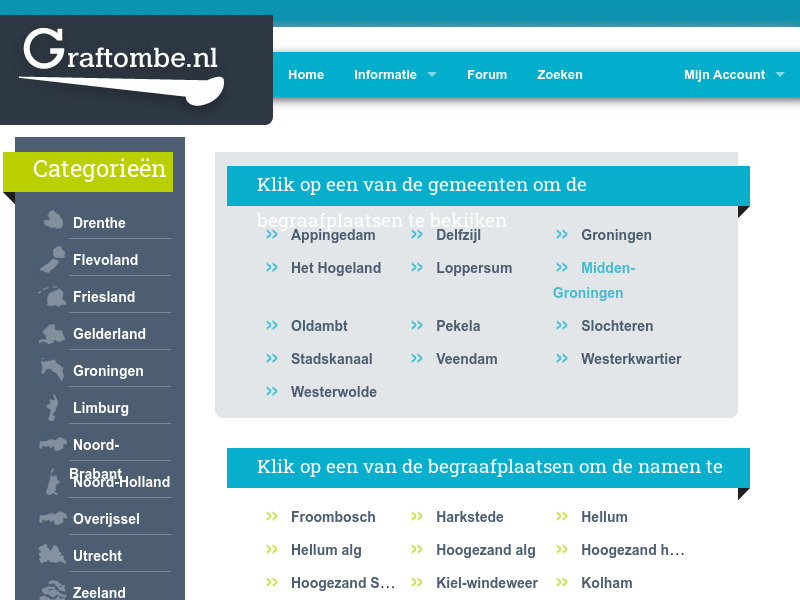 Screenshot van website