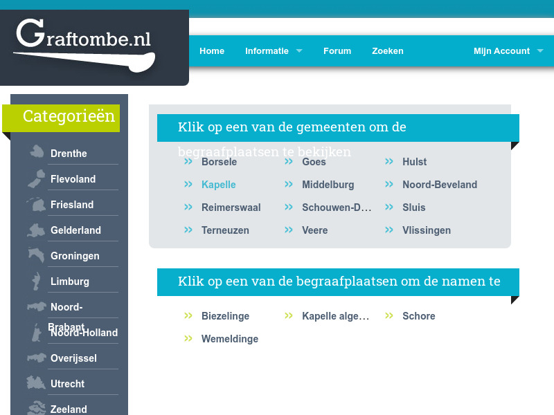 Screenshot van website