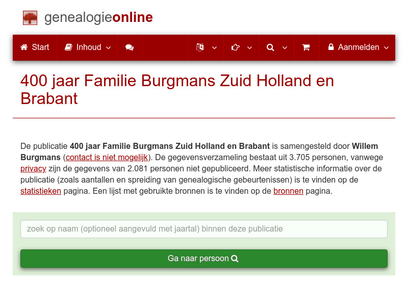 Screenshot van website