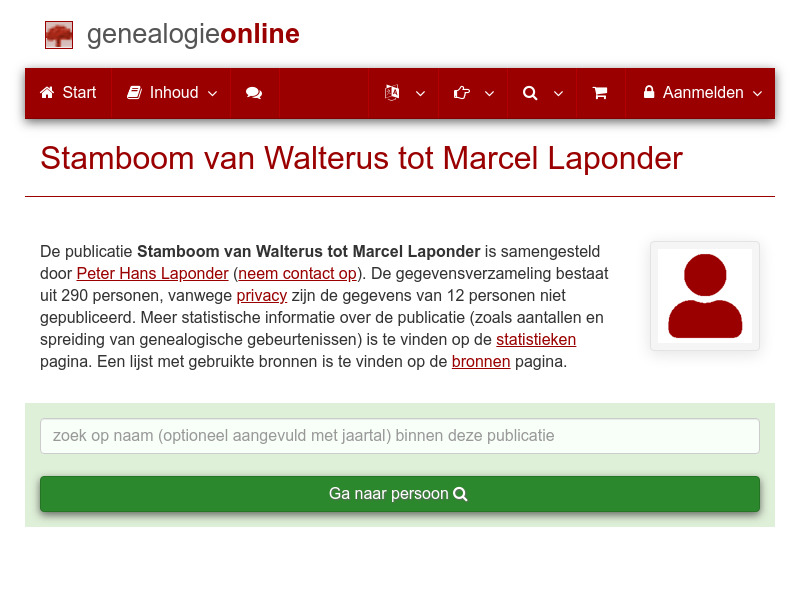 Screenshot van website