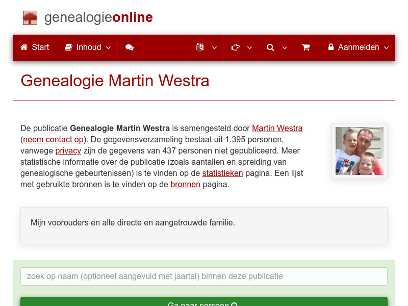 Screenshot van website