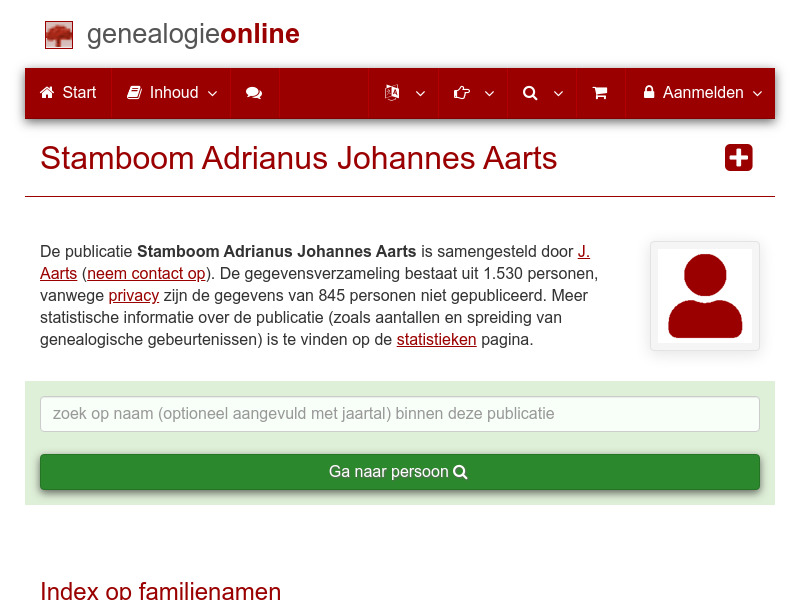 Screenshot van website