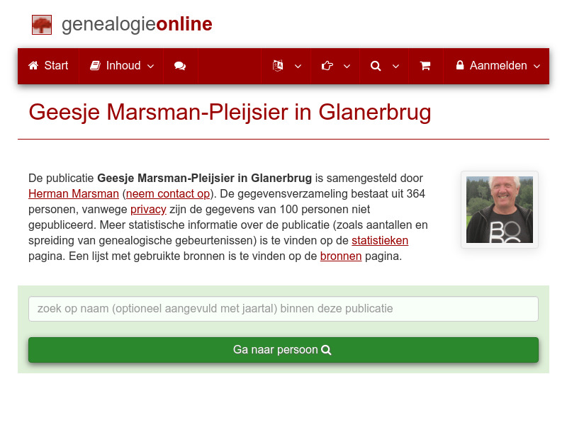 Screenshot van website