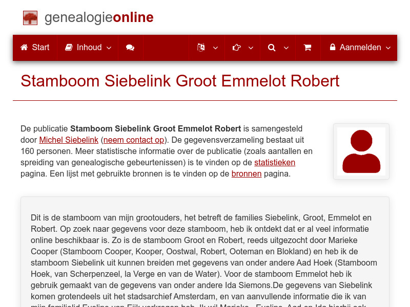 Screenshot van website