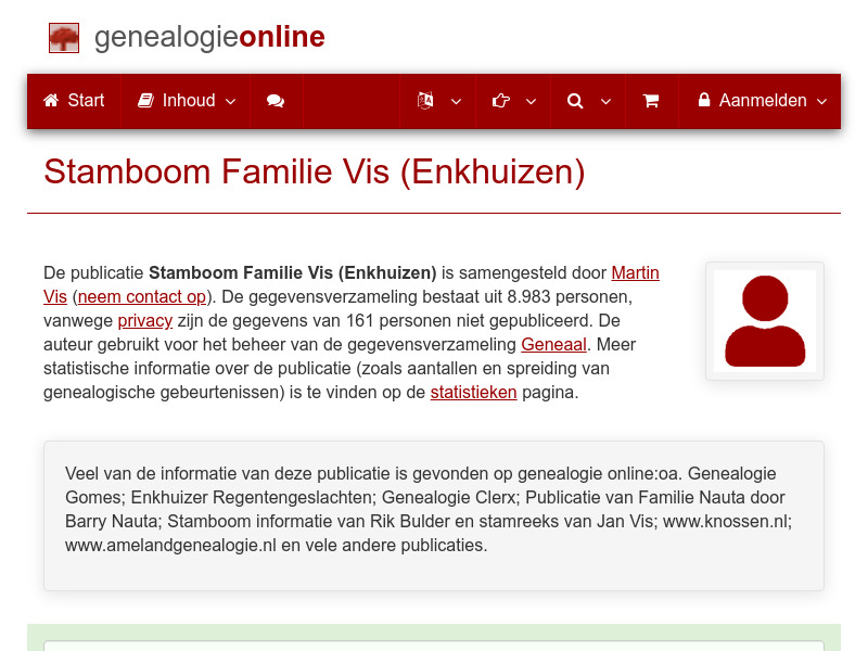 Screenshot van website