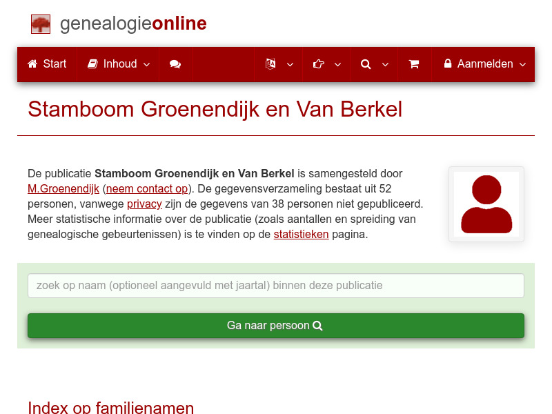 Screenshot van website