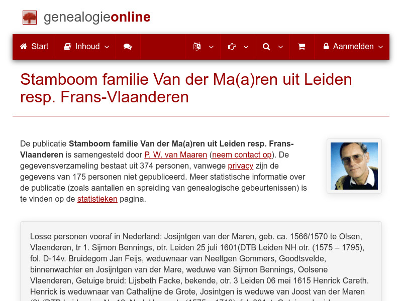 Screenshot van website