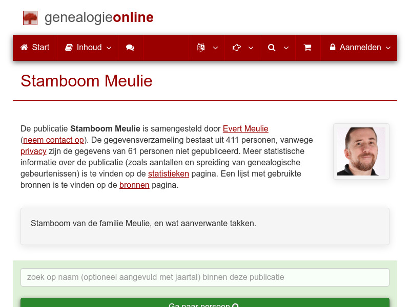 Screenshot van website