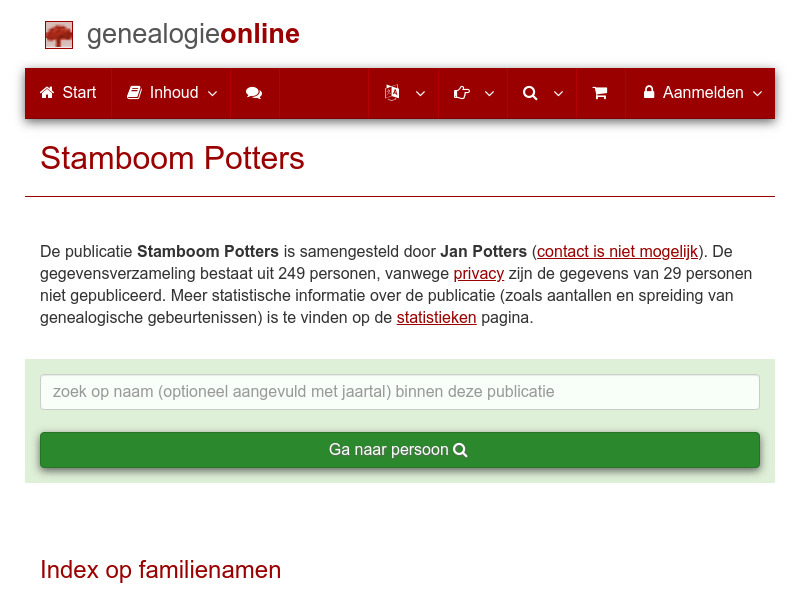 Screenshot van website