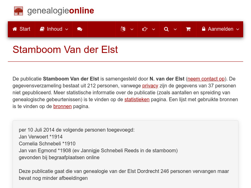 Screenshot van website