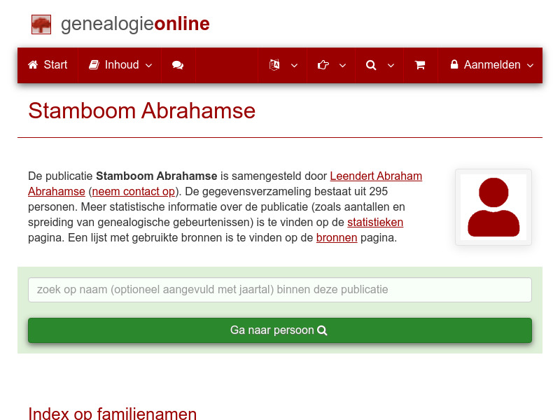 Screenshot van website