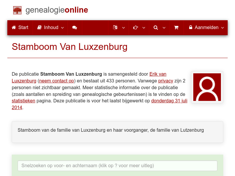 Screenshot van website