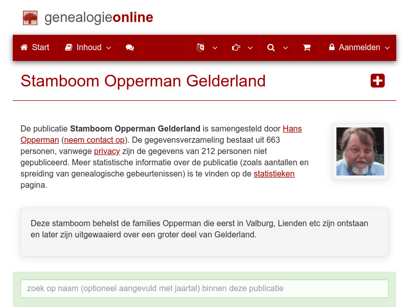 Screenshot van website