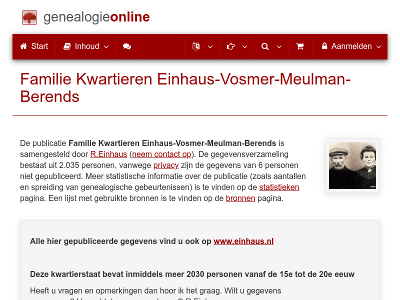 Screenshot van website