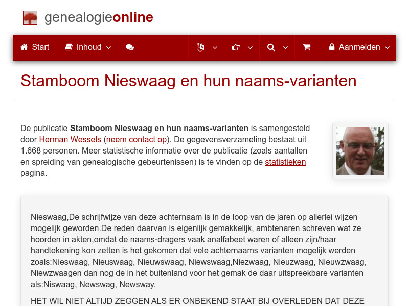 Screenshot van website